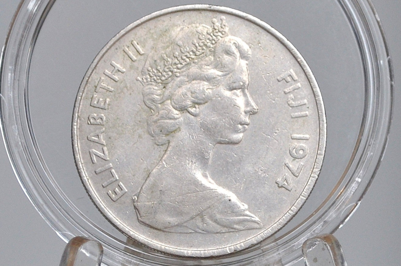 Fiji 20 Cent Coins - UK Issue Fiji Coins -  60s, 70s, 90s, 2000s - Choose by Date - Coins from Fiji - Sperm Whale Tooth Reverse -