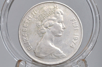 Fiji 20 Cent Coins - UK Issue Fiji Coins -  60s, 70s, 90s, 2000s - Choose by Date - Coins from Fiji - Sperm Whale Tooth Reverse -