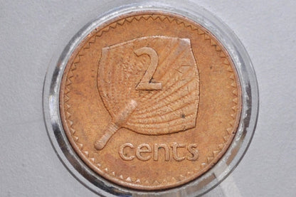 Fiji 2 Cent Coins - UK Issue Fiji Coins -  60s, 70s, 80s - Choose by Date - Coins from Fiji - Palm Fan Reverse -