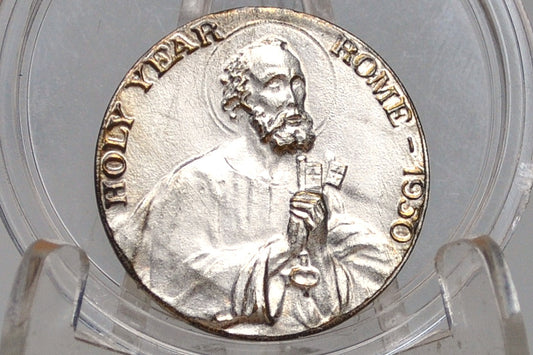 1950 Anno Santo Pope Pius XII Token - Pope Peter & Keys - Vatican Holy Year Medal 1950