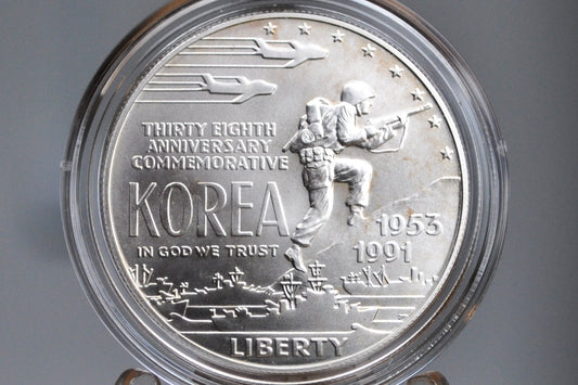 US Mint Korean War Silver Dollar 1991 -  Mint Proof Set - Denver Mint - Korean 1953-1991 - US Mint Set -