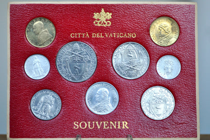 Citta Del Vaticano Coin Souvenir Set - 9 Coin Vatican Set - Catholic Coin Set - Popes Set