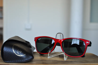 Red Ray Ban New Wayfarer Sunglasses - RB2132 New Wayfarer 769 - Red on Black Italy - Case Included