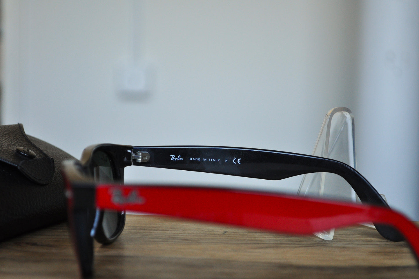 Red Ray Ban New Wayfarer Sunglasses - RB2132 New Wayfarer 769 - Red on Black Italy - Case Included