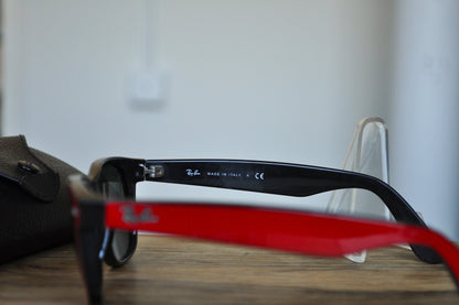 Red Ray Ban New Wayfarer Sunglasses - RB2132 New Wayfarer 769 - Red on Black Italy - Case Included