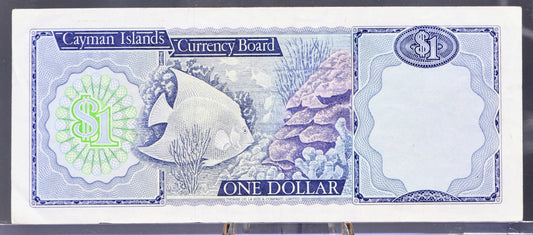 1985 Cayman Islands 1 Dollar Note - A/3 Prefix, Jefferson Signature - Elizabeth II - L. 1974 British Cayman Islands One Dollar Note - P#5b