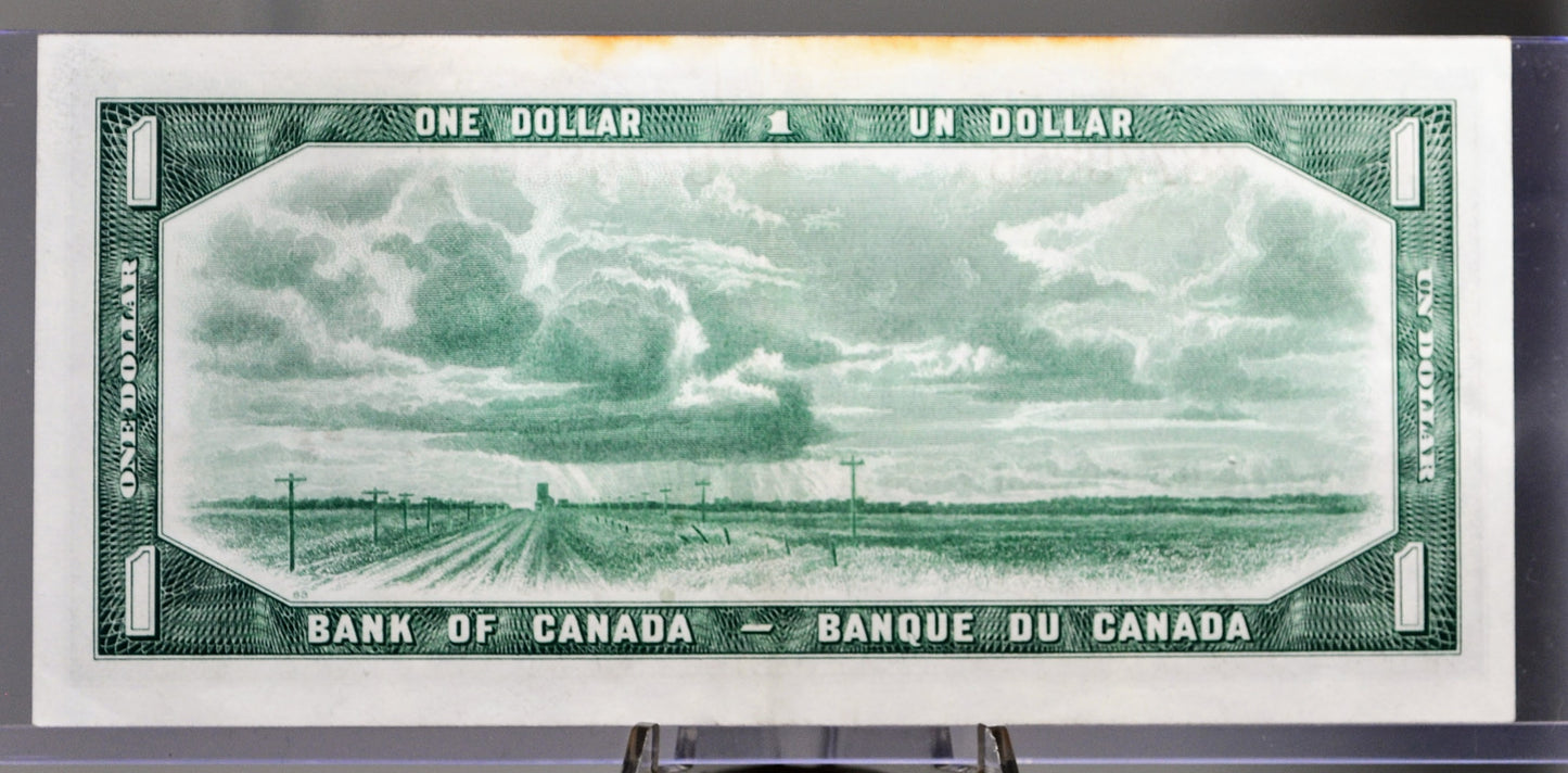 1954 Bank of Canada 1 Dollar Banknote - Modified Issue - Beattie-Coyne Signatures - 1954 Canadian One Dollar Altered Portrait Note - P#74a