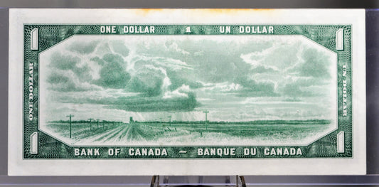 1954 Bank of Canada 1 Dollar Banknote - Modified Issue - Beattie-Coyne Signatures - 1954 Canadian One Dollar Altered Portrait Note - P#74a