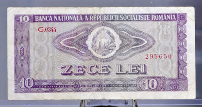 1966 Socialist Republic of Romania 10 Lei Note - Choice of Grade/Condition - Wide Serial Number Type - 1966 Romania Ten Lei Banknote - P#94