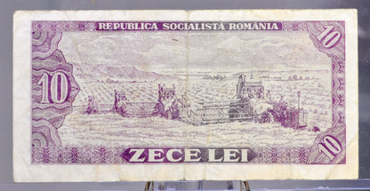 1966 Socialist Republic of Romania 10 Lei Note - Choice of Grade/Condition - Wide Serial Number Type - 1966 Romania Ten Lei Banknote - P#94