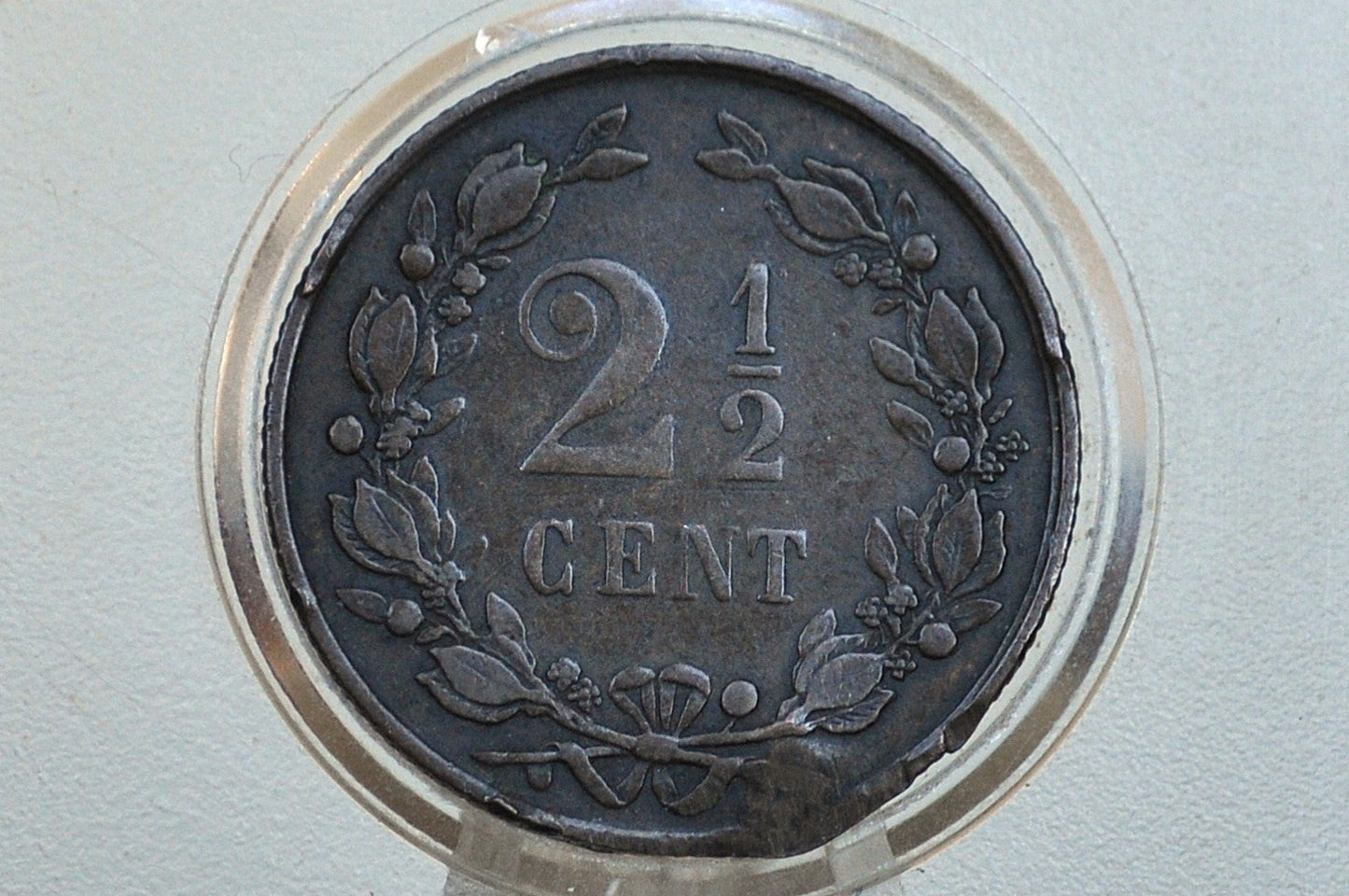 1877 Netherlands 2 1/2 Cent Coin - F/VF Condition - King William III of Netherlands - High Grade -