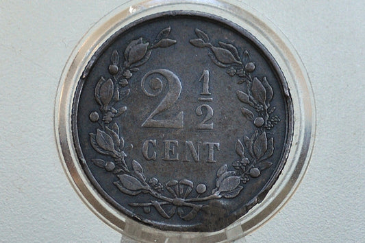 1905 Netherlands 2 1/2 Cent Coin - VF/XF Condition - Queen Wilhelmina - High Grade -