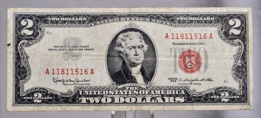 1963 U.S. Legal Tender 2 Dollar Note - Fancy Repeating Serial Number - 11811516 - 1963 Two Dollar Fancy Serial Red Seal Note - Fr#1513
