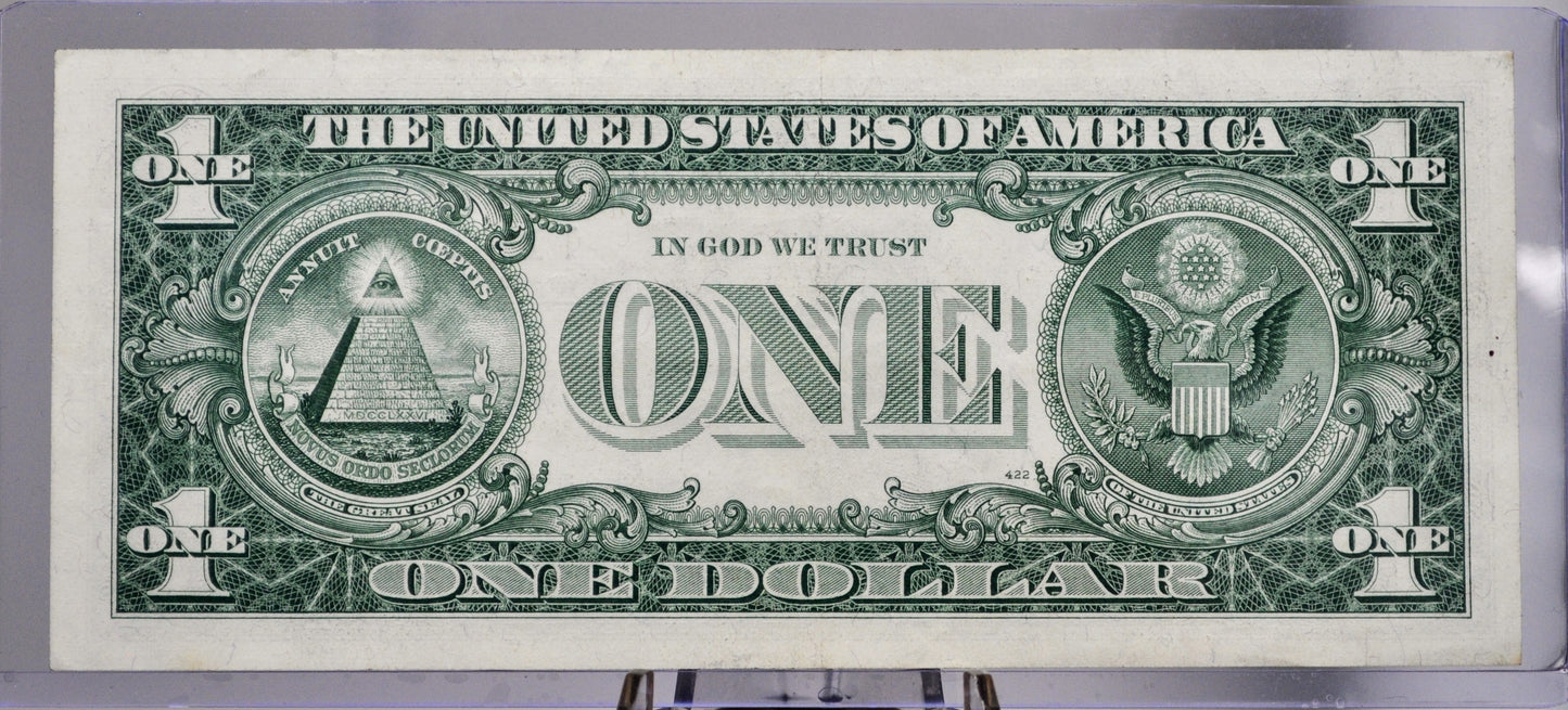 1957 B Silver Certificate 1 Dollar Note - AU Grade - Fancy Repeating Serial - 13767761 - 1957B One Dollar Blue Seal Banknote - Fr#1621