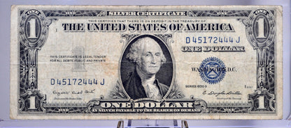 1935-G Silver Certificate 1 Dollar Note - Fancy Repeat Triplet Serial Number - 45172444 - 1935G Blue Seal Fancy Serial Banknote - Fr. 1616