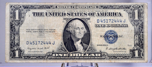 1935-G Silver Certificate 1 Dollar Note - Fancy Repeat Triplet Serial Number - 45172444 - 1935G Blue Seal Fancy Serial Banknote - Fr. 1616