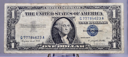 1957A Silver Certificate 1 Dollar Note - Lucky 7's Fancy Serial Number - 77784623 - 1957 A One Dollar Blue Seal Banknote - Fr#1620