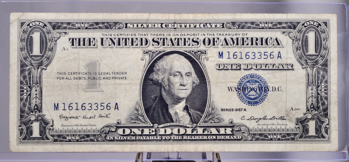 1957A Silver Certificate 1 Dollar Note - Repeating Pattern Fancy Serial Number - 16163356 - 1957 A One Dollar Blue Seal Banknote - Fr#1620