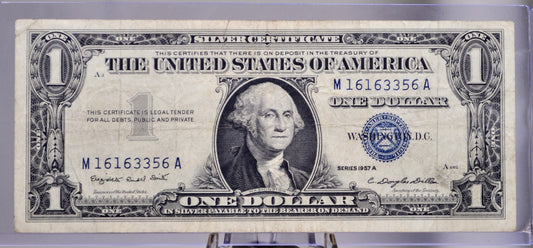 1957A Silver Certificate 1 Dollar Note - Repeating Pattern Fancy Serial Number - 16163356 - 1957 A One Dollar Blue Seal Banknote - Fr#1620