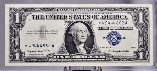1957A Silver Certificate 1 Dollar STAR Note - Fancy Triplet Serial Number - 49444862 - 1957 A One Dollar Blue Seal Star Banknote - Fr#1620*