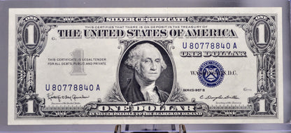 1957 B Silver Certificate 1 Dollar Note - Fancy Repeating Duos Serial Number - 80778840 - 1957B One Dollar Blue Seal Banknote - Fr#1621