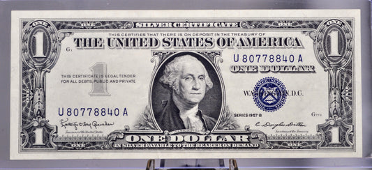1957 B Silver Certificate 1 Dollar Note - Fancy Repeating Duos Serial Number - 80778840 - 1957B One Dollar Blue Seal Banknote - Fr#1621