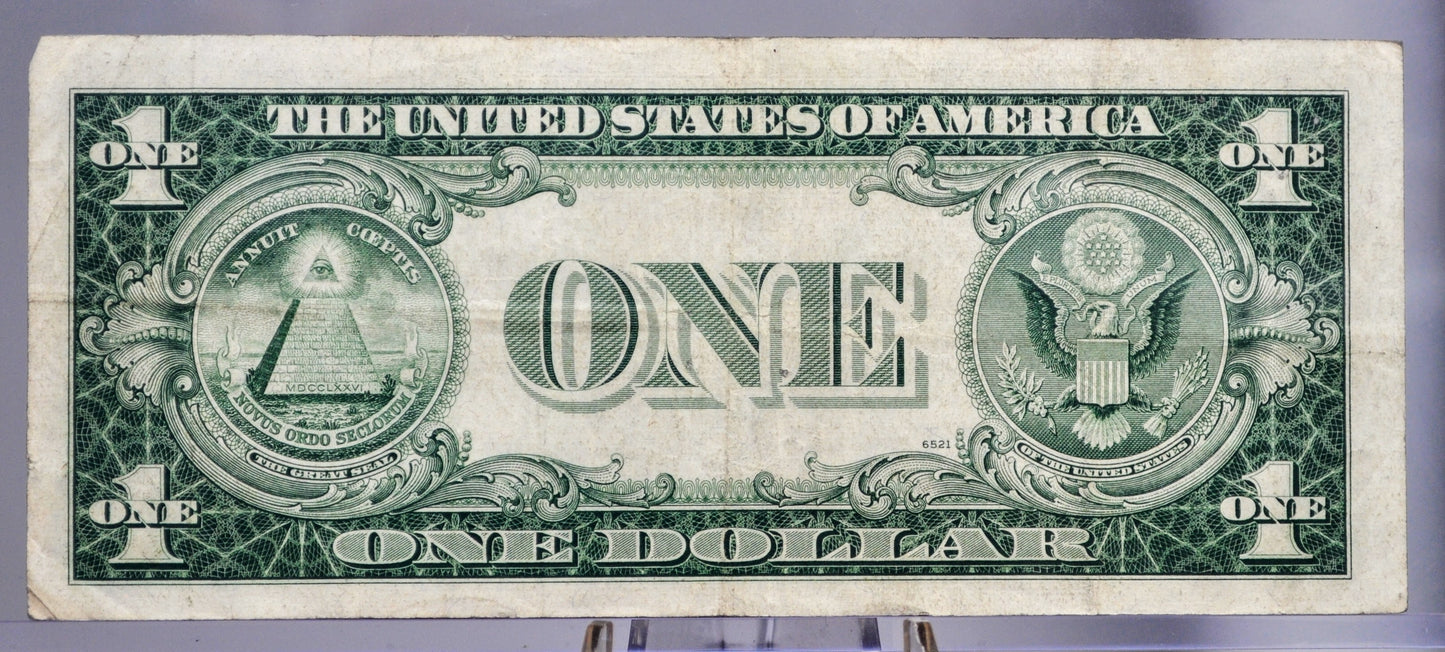 1957 B Silver Certificate 1 Dollar Note - Low Fancy Repeating Serial Number - 00558757 - 1957B One Dollar Blue Seal Banknote - Fr#1621