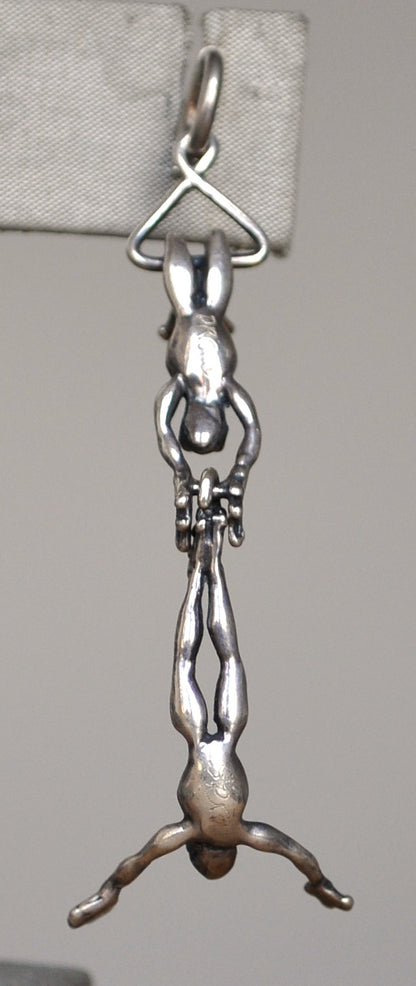 Acrobatic Articulated Amphibians Pendant - Trapeze Frog Circus Charm