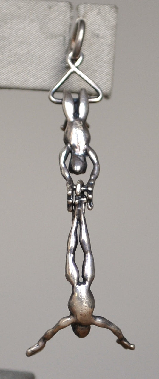 Acrobatic Articulated Amphibians Pendant - Trapeze Frog Circus Charm