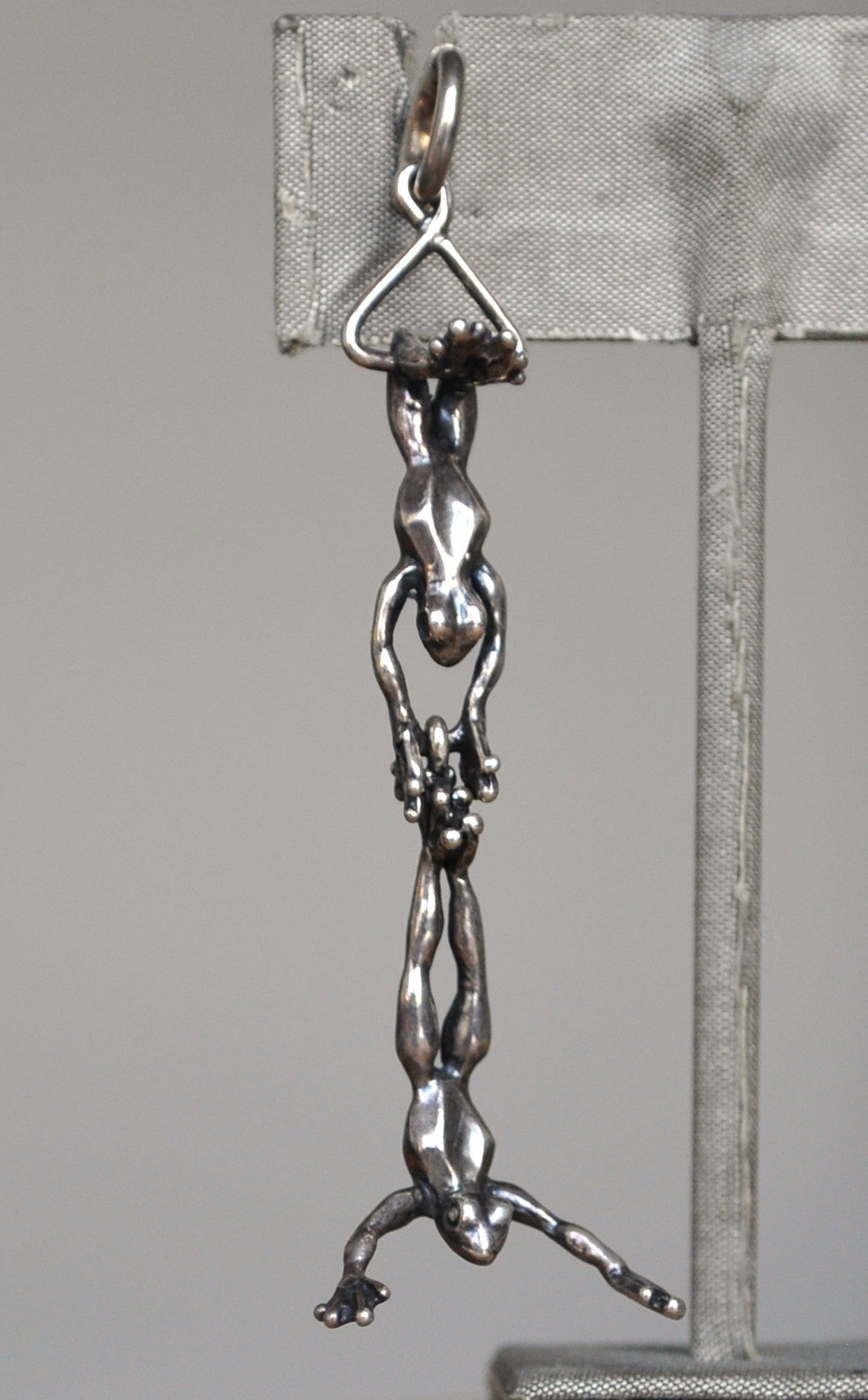 Acrobatic Articulated Amphibians Pendant - Trapeze Frog Circus Charm