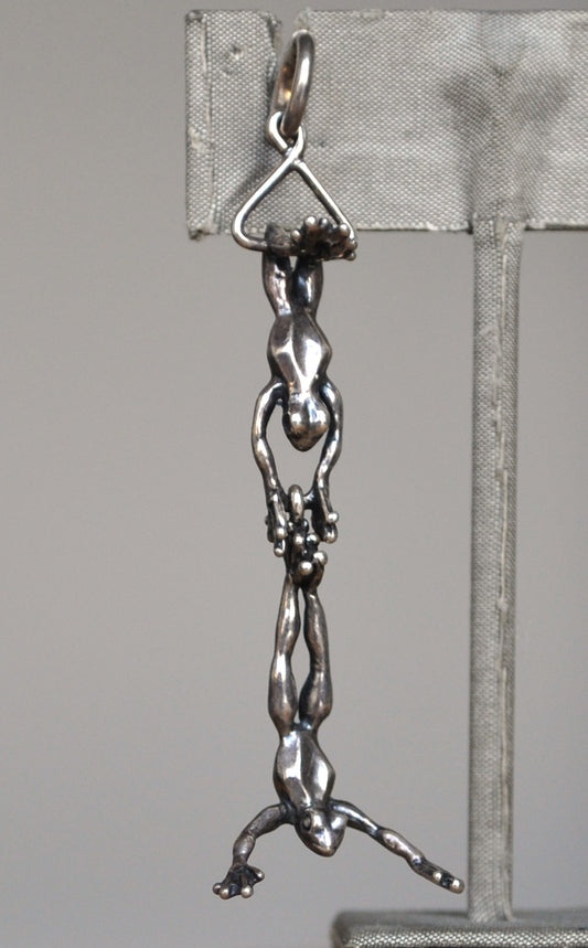 Acrobatic Articulated Amphibians Pendant - Trapeze Frog Circus Charm