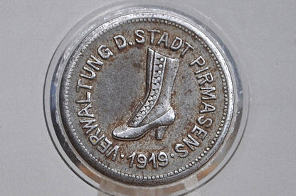 Rare 1919 Stadt-Pirmasens Prussian Rhine 10 Pfennig - Great Condition - Emergency Coinage - German Weimar Republic -