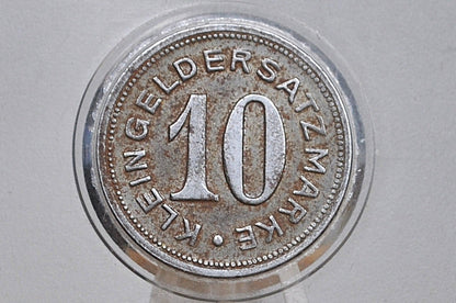 Rare 1919 Stadt-Pirmasens Prussian Rhine 10 Pfennig - Great Condition - Emergency Coinage - German Weimar Republic -