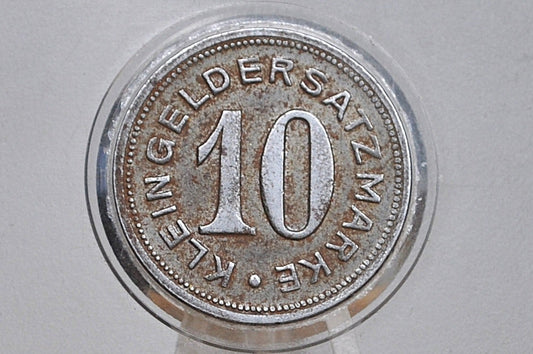 Rare 1919 Stadt-Pirmasens Prussian Rhine 10 Pfennig - Great Condition - Emergency Coinage - German Weimar Republic -