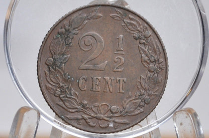 1906 Netherlands 2 1/2 Cent Coin - VF/XF Condition - Queen Wilhelmina - High Grade - Old Netherlands Coins -