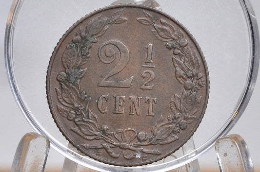 1906 Netherlands 2 1/2 Cent Coin - VF/XF Condition - Queen Wilhelmina - High Grade - Old Netherlands Coins -