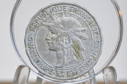 RARE 1903 1 Franc, Guadeloupe - XF Condition - Low Mintage - French Dependency -