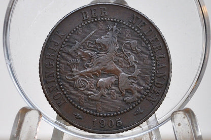 1905 Netherlands 2 1/2 Cent Coin - VF/XF Condition - Queen Wilhelmina - High Grade -