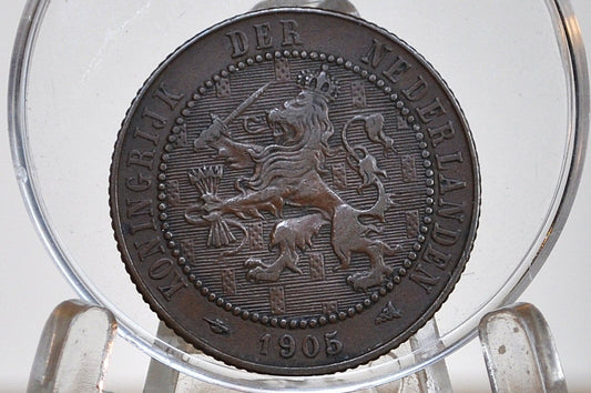 1905 Netherlands 2 1/2 Cent Coin - VF/XF Condition - Queen Wilhelmina - High Grade -