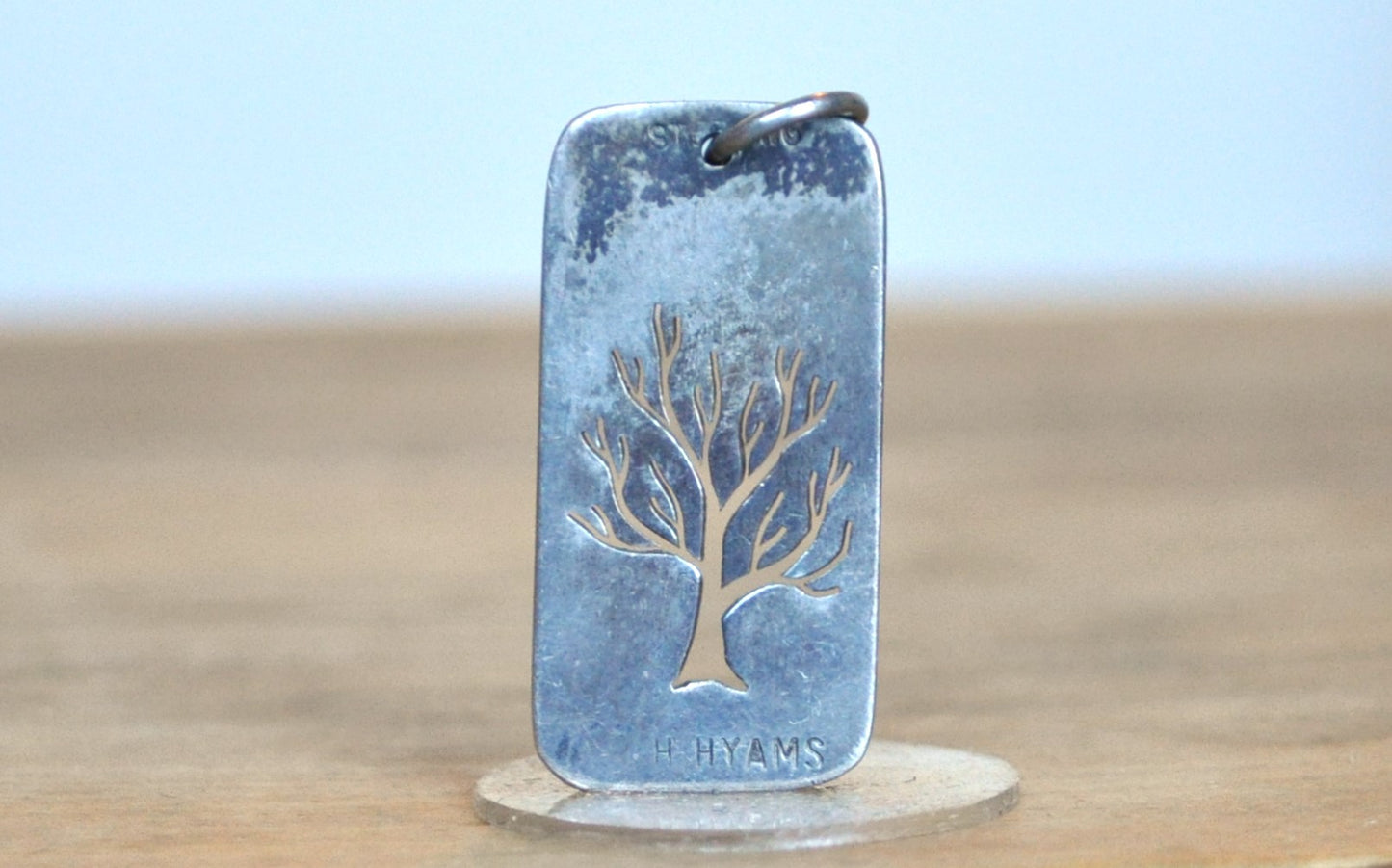 Sterling Silver Tree of Life Dogtag Pendant - Stamped and Tested Sterling Silver - H. Hyams Tree of Life Dogtag