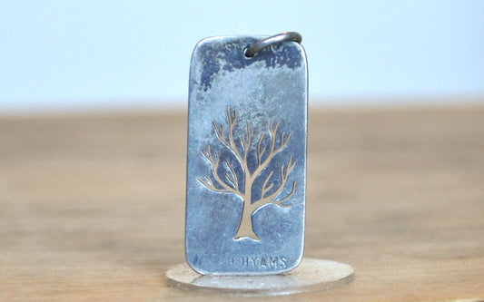 Sterling Silver Tree of Life Dogtag Pendant - Stamped and Tested Sterling Silver - H. Hyams Tree of Life Dogtag