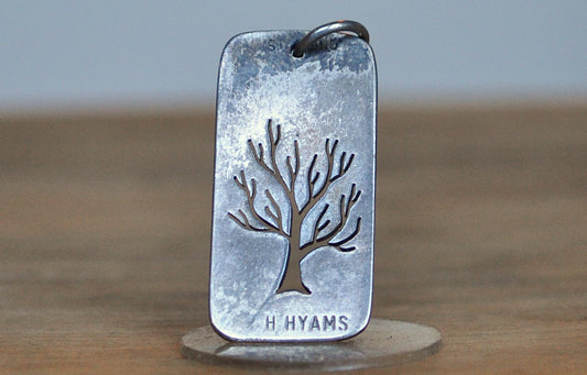 Sterling Silver Tree of Life Dogtag Pendant - Stamped and Tested Sterling Silver - H. Hyams Tree of Life Dogtag