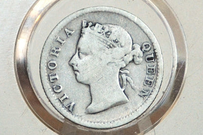 1897 Hong Kong Silver Five Cents - Great Condition - UK Hong-Kong Nickel 1897 - Queen Victoria -