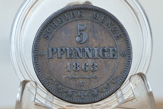 1863 German States Saxony 5 Pfennig - Kingdom of Saxony-Albertine - F/VF Condition - John I -