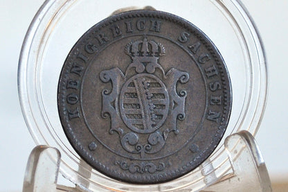 1863 German States Saxony 5 Pfennig - Kingdom of Saxony-Albertine - F/VF Condition - John I -