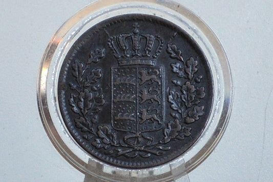 Rarer 1842 German States 1/2 Kreuzer - Kingdom of Wurttemberg - XF/AU Grade - King William I - Only 400k Minted -
