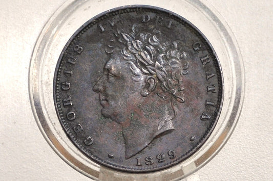 1829 Farthing Great Britain - UNC Details, Corrosion - UK Farthing 1829 - George IV -