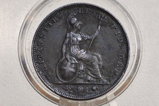 1829 Farthing Great Britain - UNC Details, Corrosion - UK Farthing 1829 - George IV -
