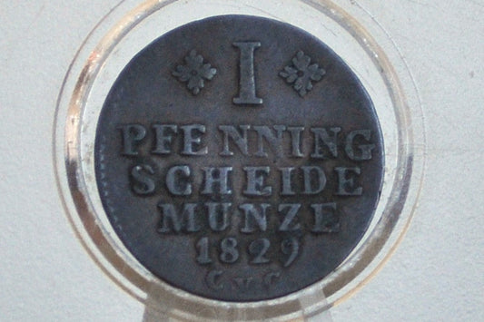 1829 German States 1 Pfennig - Duchy of Brunswick - Great Condition - Charles II -