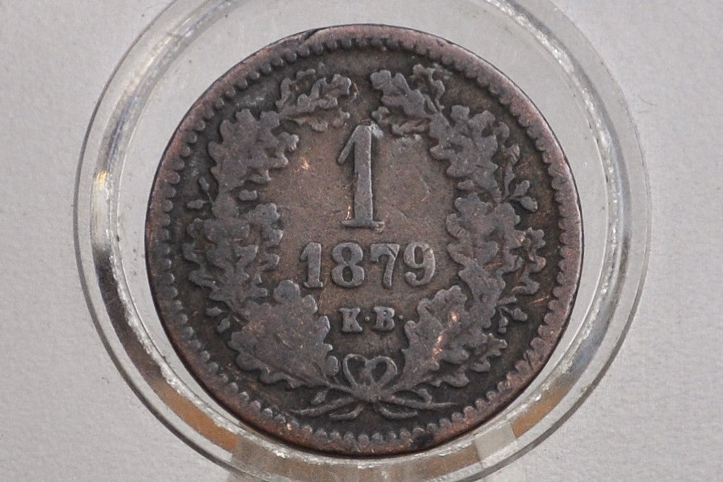 1879 Austria-Hungary 1 Kreuzer - Austrian-Hungarian Empire Coins - Great Condition - Francis Joseph I -